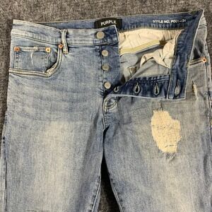Purple Brand Jeans Mens 34X32 Blue Distressed P001 Slim Fit Denim Button Fly